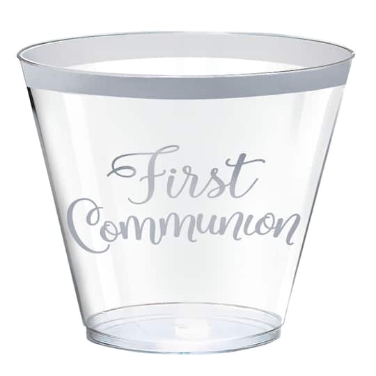 9oz. Metallic Silver First Communion Plastic Cups, 30ct.